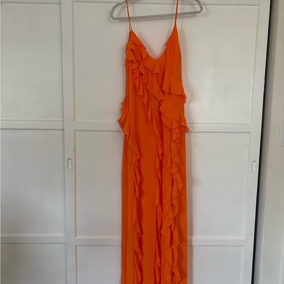 Orange Ruffled Maxi Dress - Picture 2 of 3